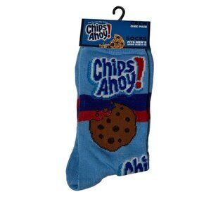 Blue Cookie Graphic Crew Socks Men’s 6-12 Food Theme Novelty